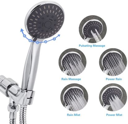 5 Spray Bathroom Shower Mixer Tap Set , 19cm Chrome Shower Trim Kit