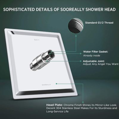 8 Inches Rain Shower Head , 0.8mm Wall Mounted Square Shower Heads