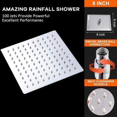 8 Inches Rain Shower Head , 0.8mm Wall Mounted Square Shower Heads