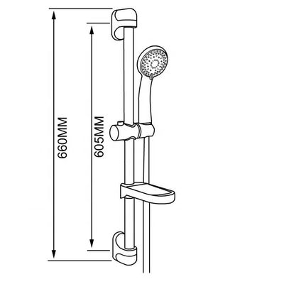 25MM*660MM Shower Sliding Bar , OEM SS Shower Adjustable Slide Bar