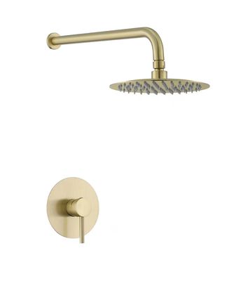 Round 8 Inches Wall Mounted Shower Set , 2CM Gold Faucet Trim Kit